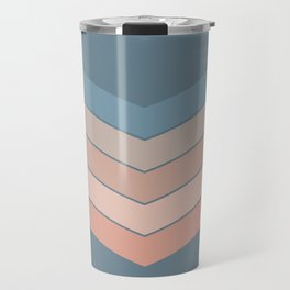 V - Nude Minimalistic Colorful Retro Stripe Art Pattern on Blue Travel Mug