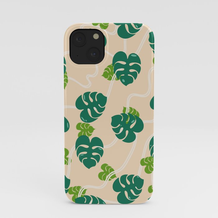 Zen Monstera Pattern ( Coral ) iPhone Case