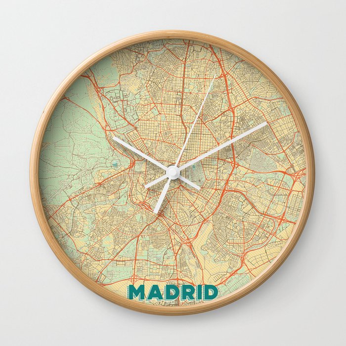 Madrid Map Retro Wall Clock