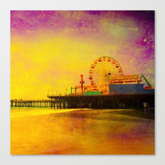 Yellow Purple Santa Monica Pier Canvas Print