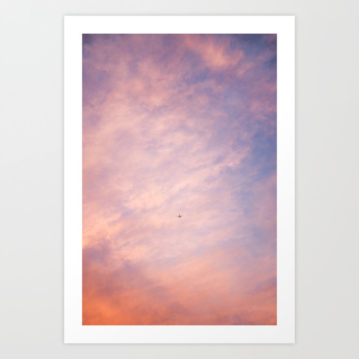 Sunset and Airplane | Fiery Sky | Landscape Photography | Nature | Travel | Adventure | Wanderlust  Art Print