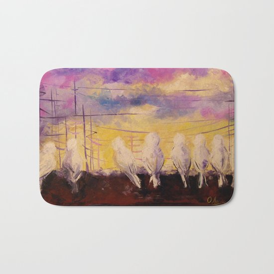Pigeons at sunset Bath Mat