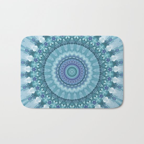 Turquoise and Navy Mandala Bath Mat