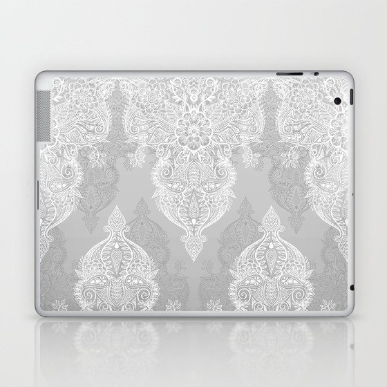 Lace & Shadows 2 - Monochrome Moroccan doodle Laptop & iPad Skin
