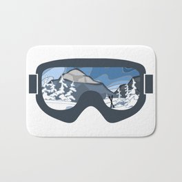 Darkening Winter Skies Goggles | Ski Landscape in a Goggle Frame | DopeyArt Bath Mat