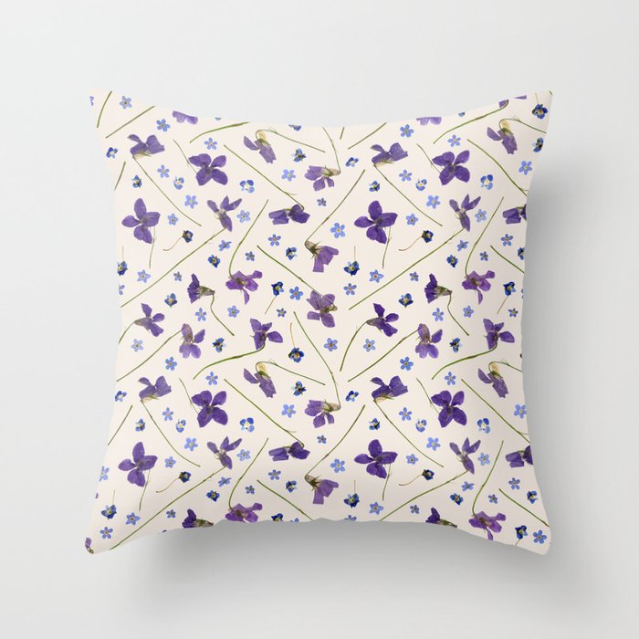 Forget Me Not Violet Throw Pillow