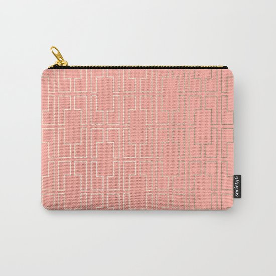 Simply Mid-Century in White Gold Sands on Salmon Pink Carry-All Pouch