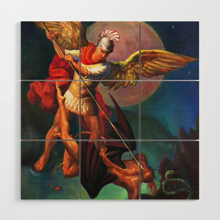 Saint Michael the Warrior Archangel Wood Wall Art