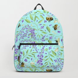 Wisteria and Bumblebees Backpack | Springtime, Flower, Wisteria, Romance, Drawing, Digital, Romantic, Spring, Bumblebees, Bridgerton 