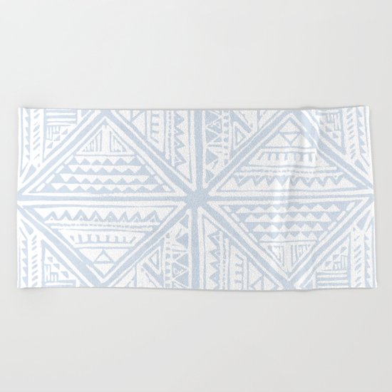 Simply Tribal Tile in Sky Blue on Lunar Gray Beach Towel