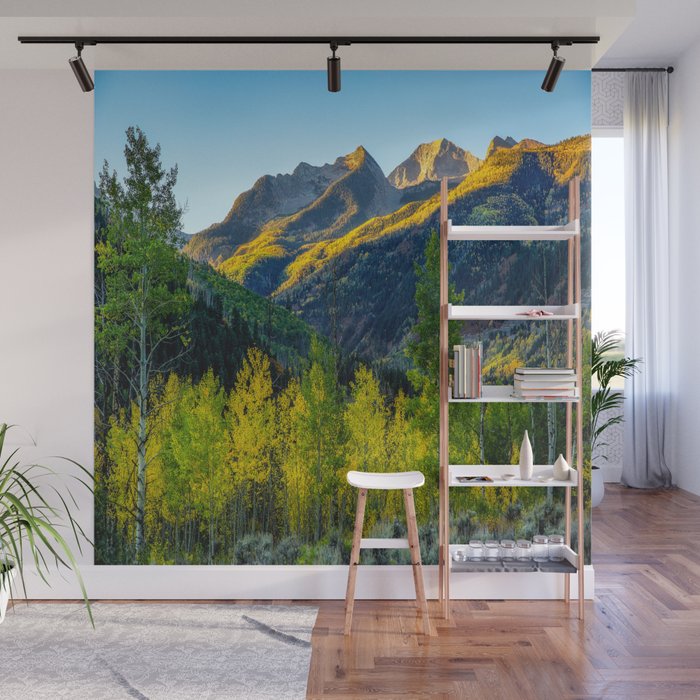 Gold Rush - Fall Color and Golden Sunlight on Mountains in Colorado Wall Mural