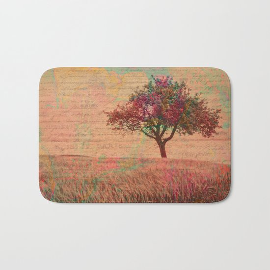 The Kissing Tree, Landscape Art Photo Collage Bath Mat
