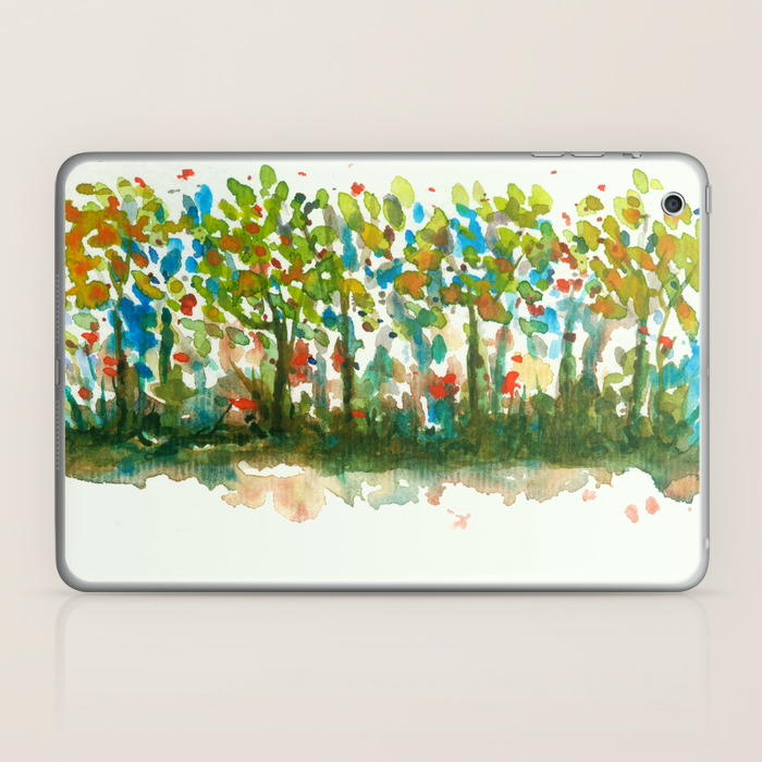 Silent Woods Abstract Watercolors Landscape Art Laptop Ipad