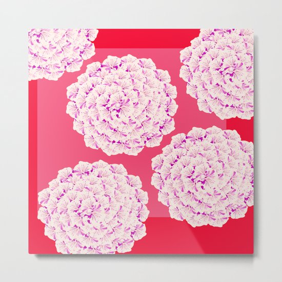 Large Flower Balls On Red Background - #Society6 #buyart Metal Print