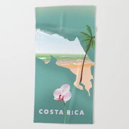 Costa Rica travel poster Beach Towel