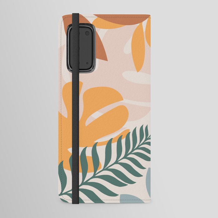 Retro Tropical Leaves Flat Illustration Android Wallet Case