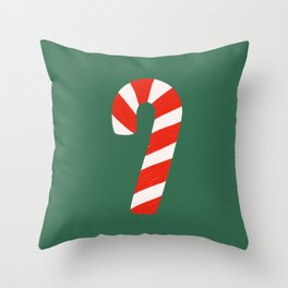 Candy Canes - Green Throw Pillow