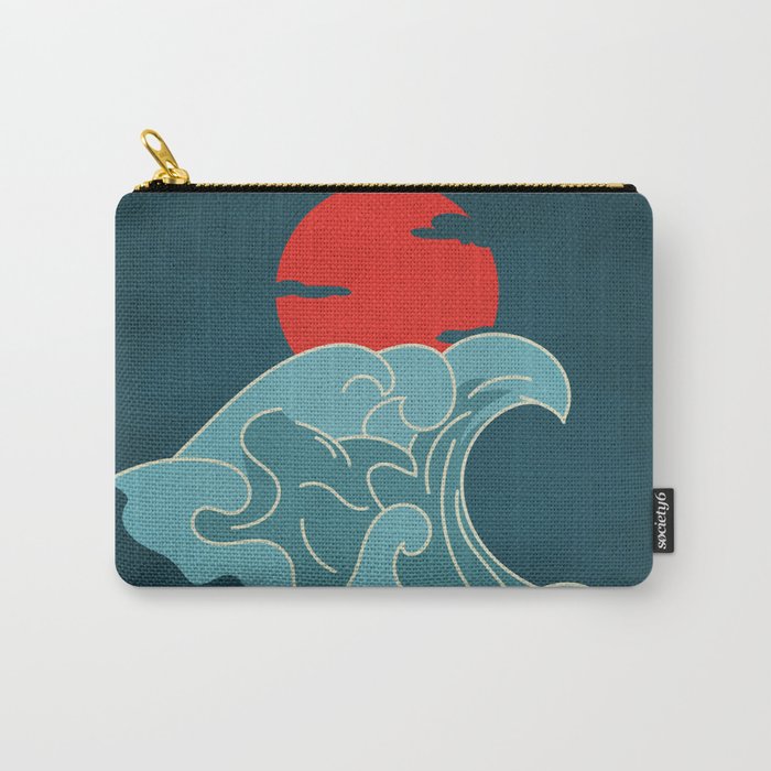 Moon Waves Retro Japanese Art Carry-All Pouch