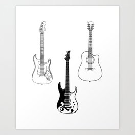 Guitar Soloist Three Guitars Art Print