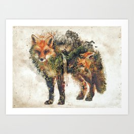 The Fox Nature Surrealism Art Print