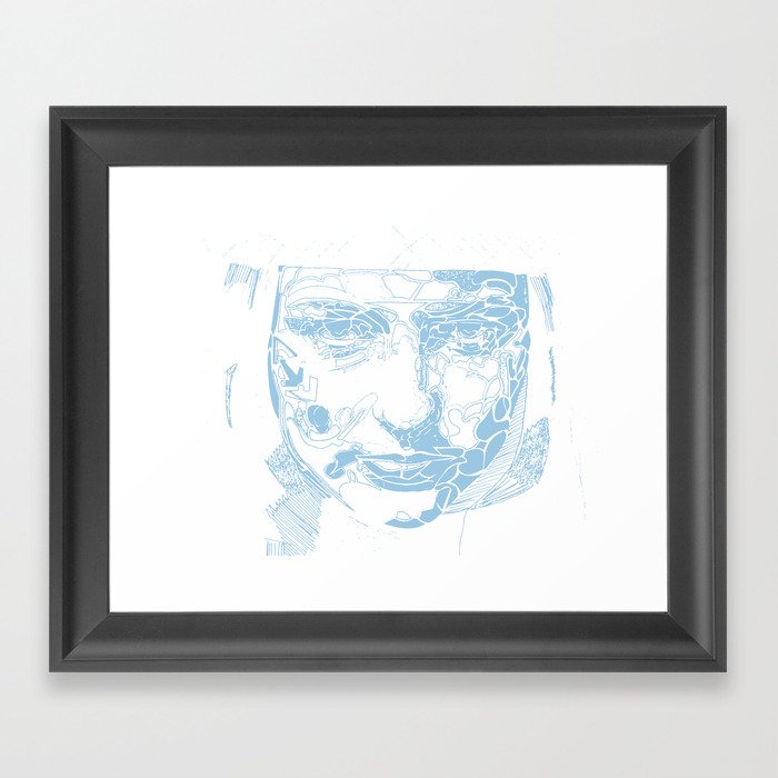 facial shapes - blue Framed Art Print
