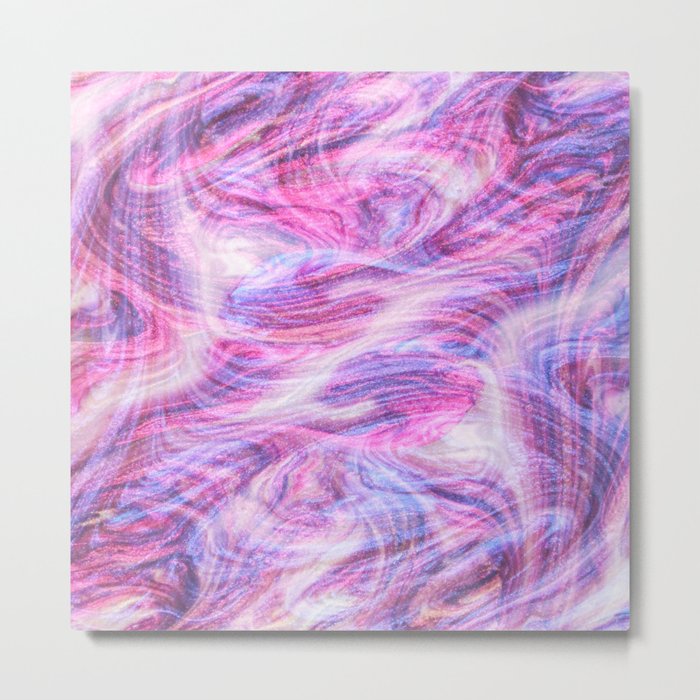 Girly Pink Purple Swirly Abstract Paint Art Metal Print