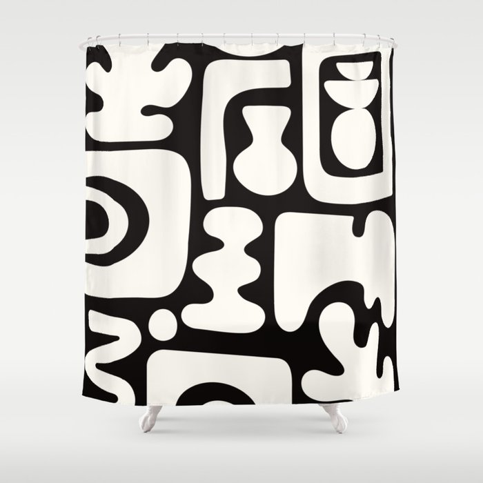 Abstract Black&White Cutouts Shower Curtain