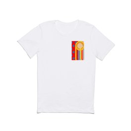 Bold Rainbow Sunflower, Circles, Girl and Pop Wave T Shirt
