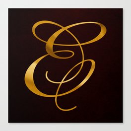 Golden letter E in vintage design Canvas Print