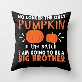 Thanksgiving Pumpkin Brother Pregnancy Reveal Throw Pillow