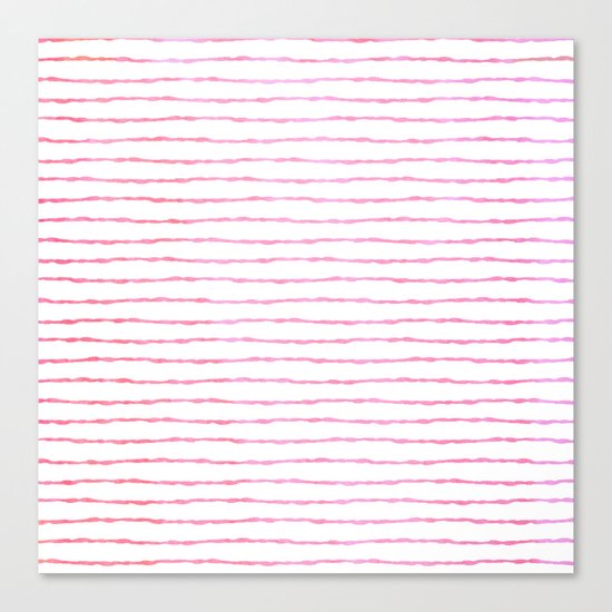 fine pink handpainted stripes on clear white Canvas Print