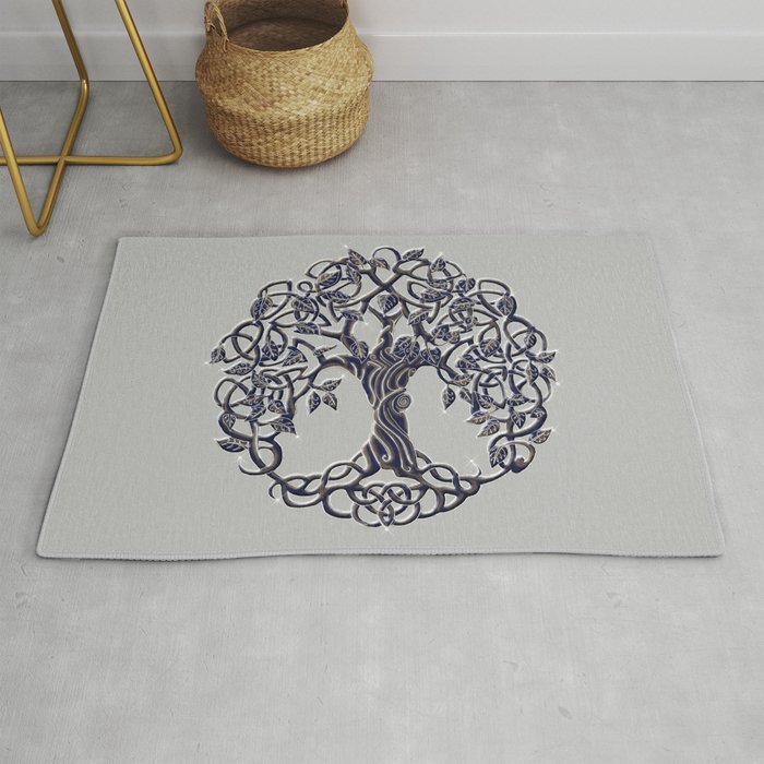 Tree of Life Silver Rug