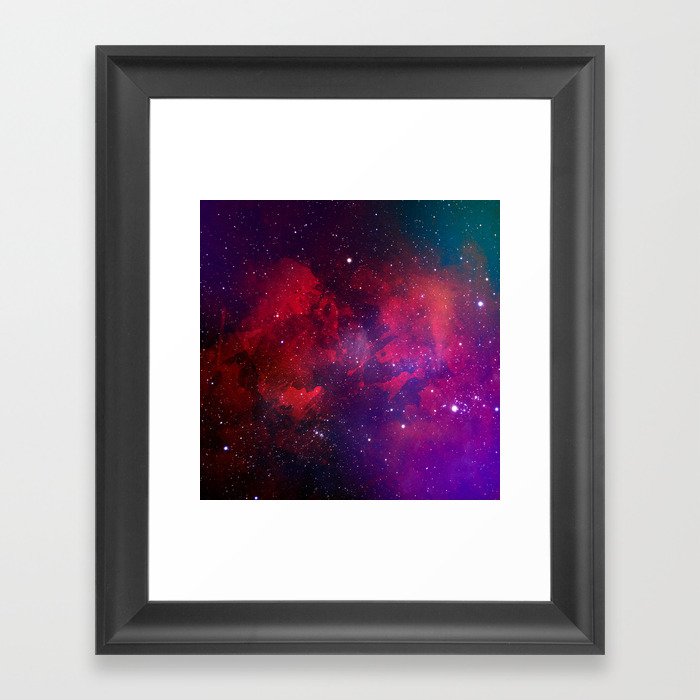 Purple & Red Watercolor Space Pattern Framed Art Print