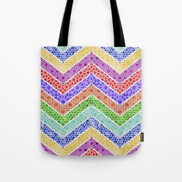 Watercolor Moroccan Lattice Chevron Pattern - Rainbow Tote Bag
