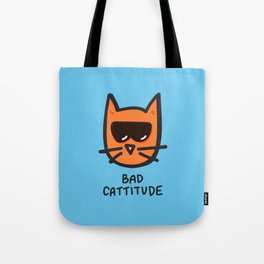 Bad Cattitude Tote Bag | Bad, Feline, Puns, Cat, Kitten, Sunglasses, Meow, Badcattitude, Pun, Digital 