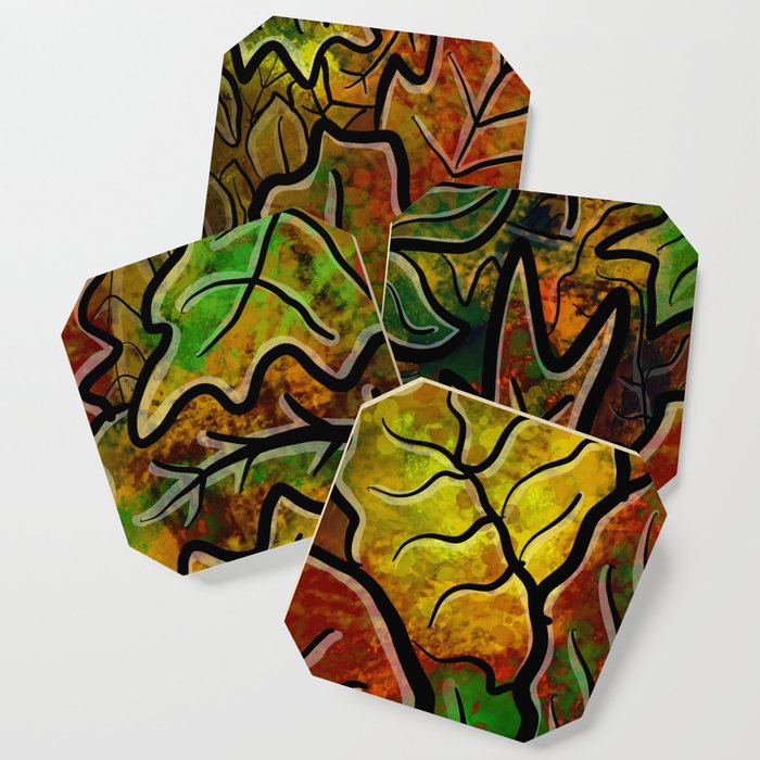 Stained Glass Leaves Coaster