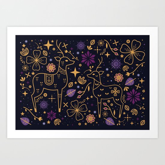 Jingle Bell Reindeer Art Print