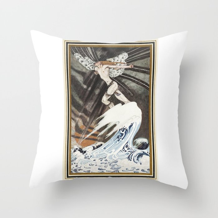 East of the Sun and West of the Moon, illustrated by Kay Nielsen Devil Angel Man On White Wave Throw Pillow