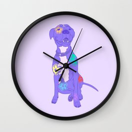 Itty-Bitty Purple Pitty Wall Clock | Pitbull, Digital, Drawing, Cute, Flowers, Sweet, Pastel, Dog, Goodboy, Purple 