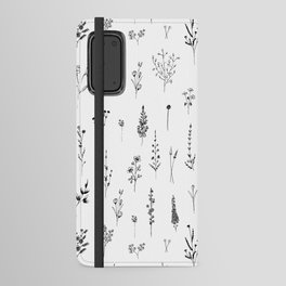 White Wildflowers Pattern Android Wallet Case