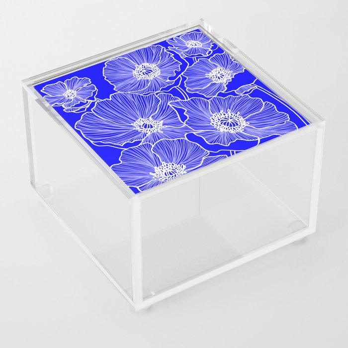 Cobalt Poppies Acrylic Box