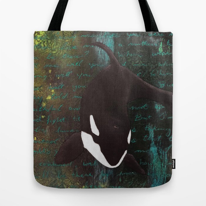 Orca Spirit Tote Bag | Painting, Acrylic, Ink, Black-and-white, Watercolor, Orca, Whale, Spirit, Will-you-be-there, Ocean