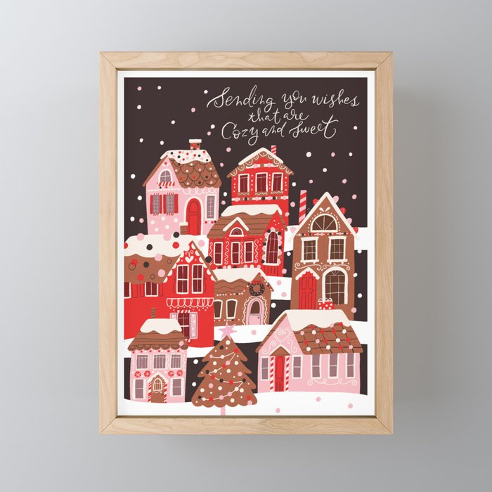 Gingerbread Village Framed Mini Art Print