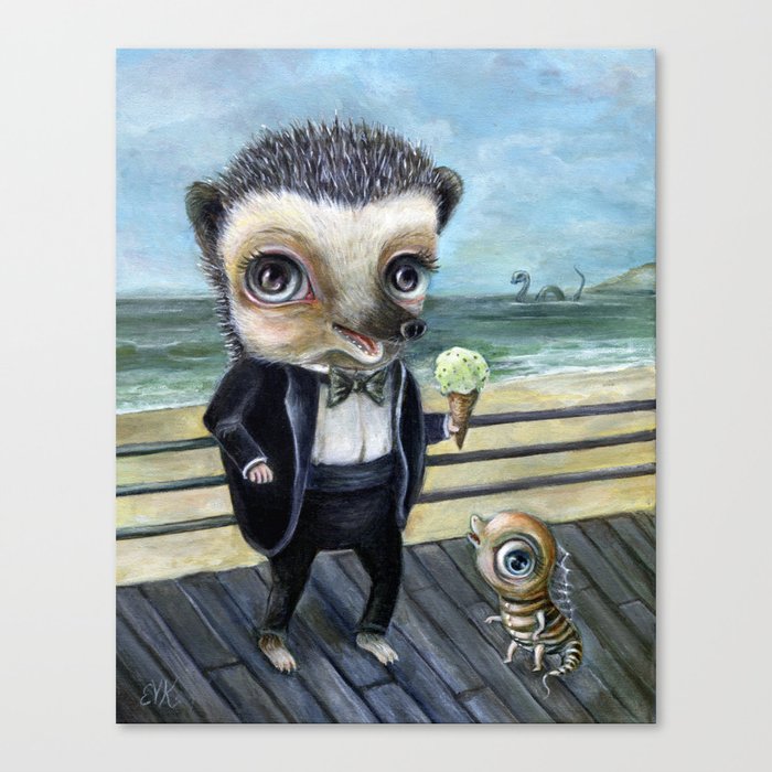 Ice Cream on the Beach with Hedgy Canvas Print