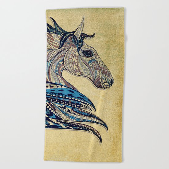 Grunge Ethnic Horse Beach Towel