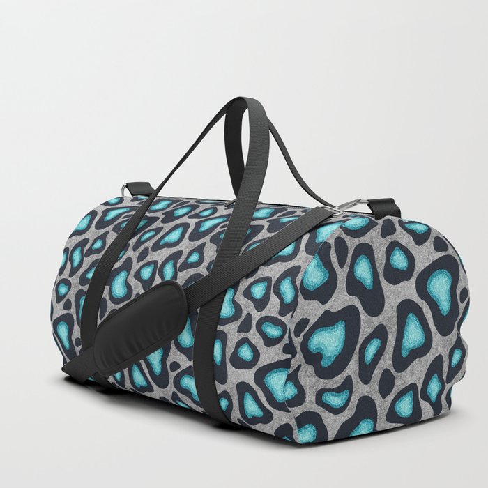 Snow Leopard Pattern Teal Duffle Bag
