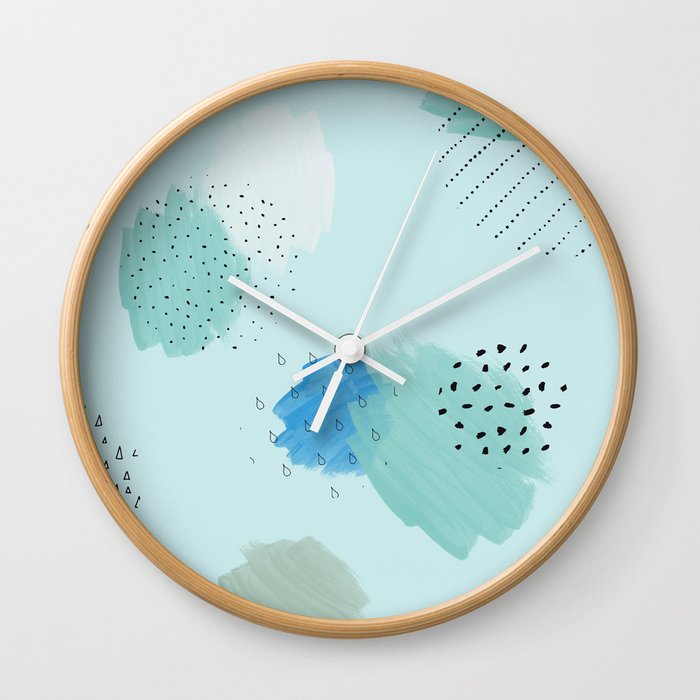 Abtract Paint In Light Blue Wall Clock By 16floor Society6 Abtract Paint In Light Blue Wall Clock