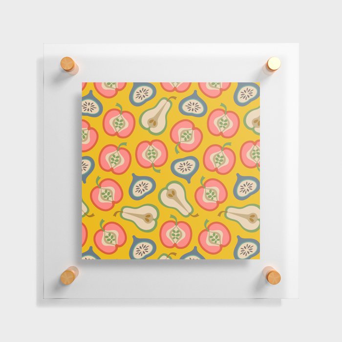 PLUMP RETRO RIPE SUMMER FRUIT APPLE PEAR FIG in VINTAGE 70s COLOURS Floating Acrylic Print