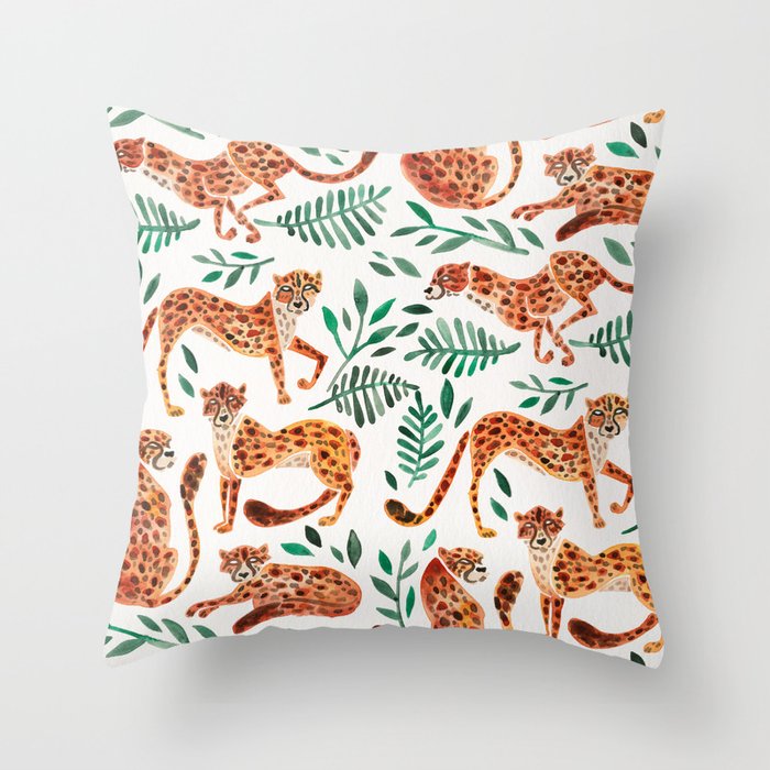 Cheetah Collection – Orange & Green Palette Throw Pillow