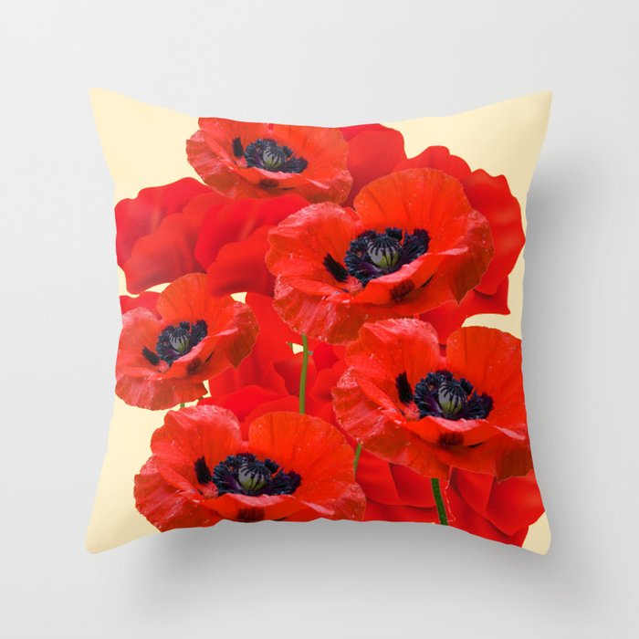 Poppy colored throw discount pillows